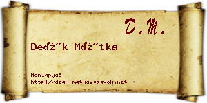 Deák Mátka névjegykártya